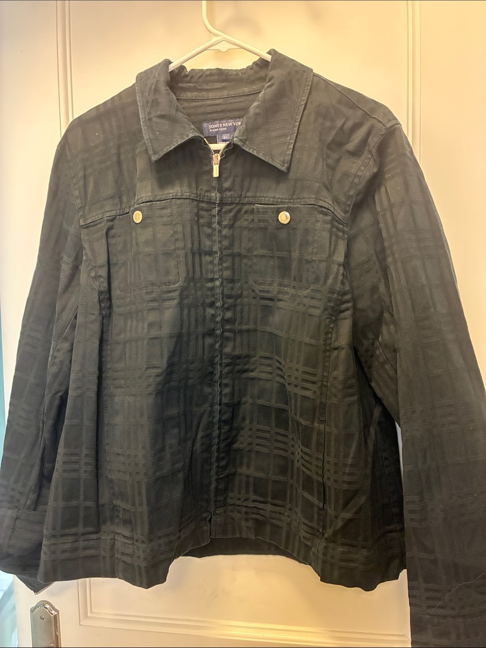 Jones New York Signature Plaid Zip Front Jacket XL ⭐️TSJK4